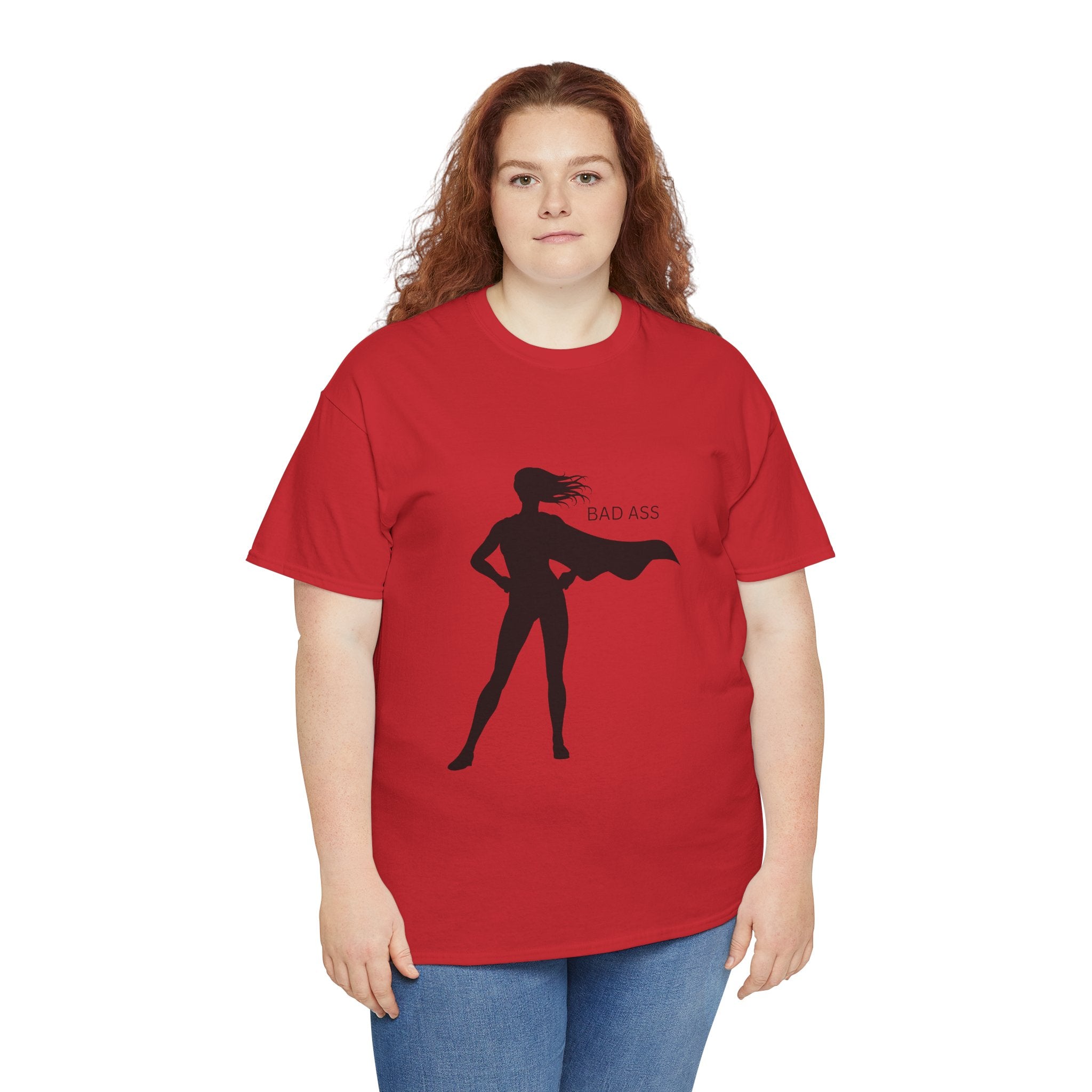 Bad Ass Superhero Silhouette Tee | Woman Cape Silhouette T-Shirt - Mutantur Labs LLC