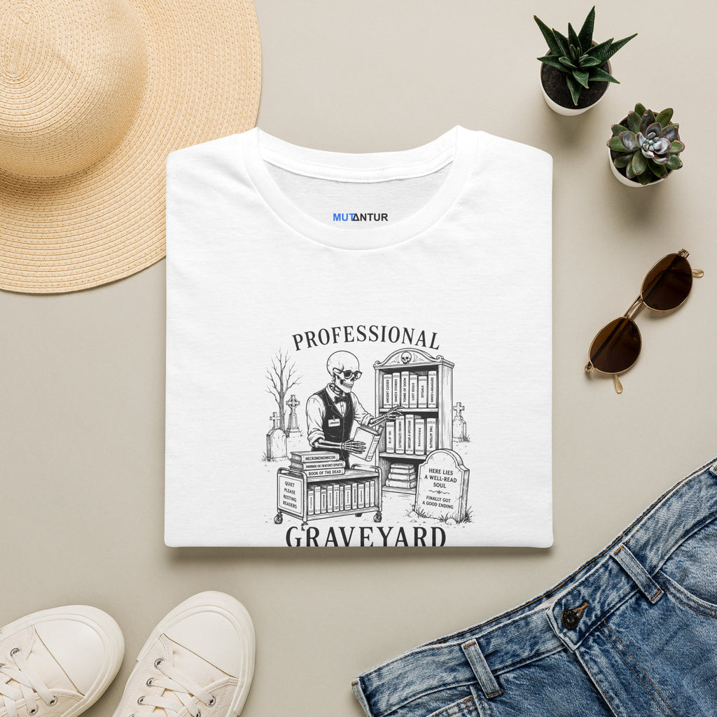 Professional Graveyard Librarian T-Shirt — Funny Gothic Halloween Graphic Tee