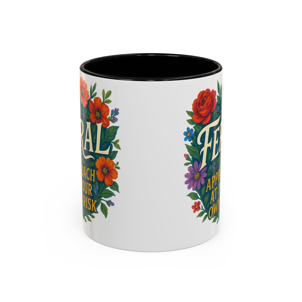 Feral Approach at Your Own Risk Mug — Floral Illustration Ceramic Coffee Cup - Mutantur Labs LLC