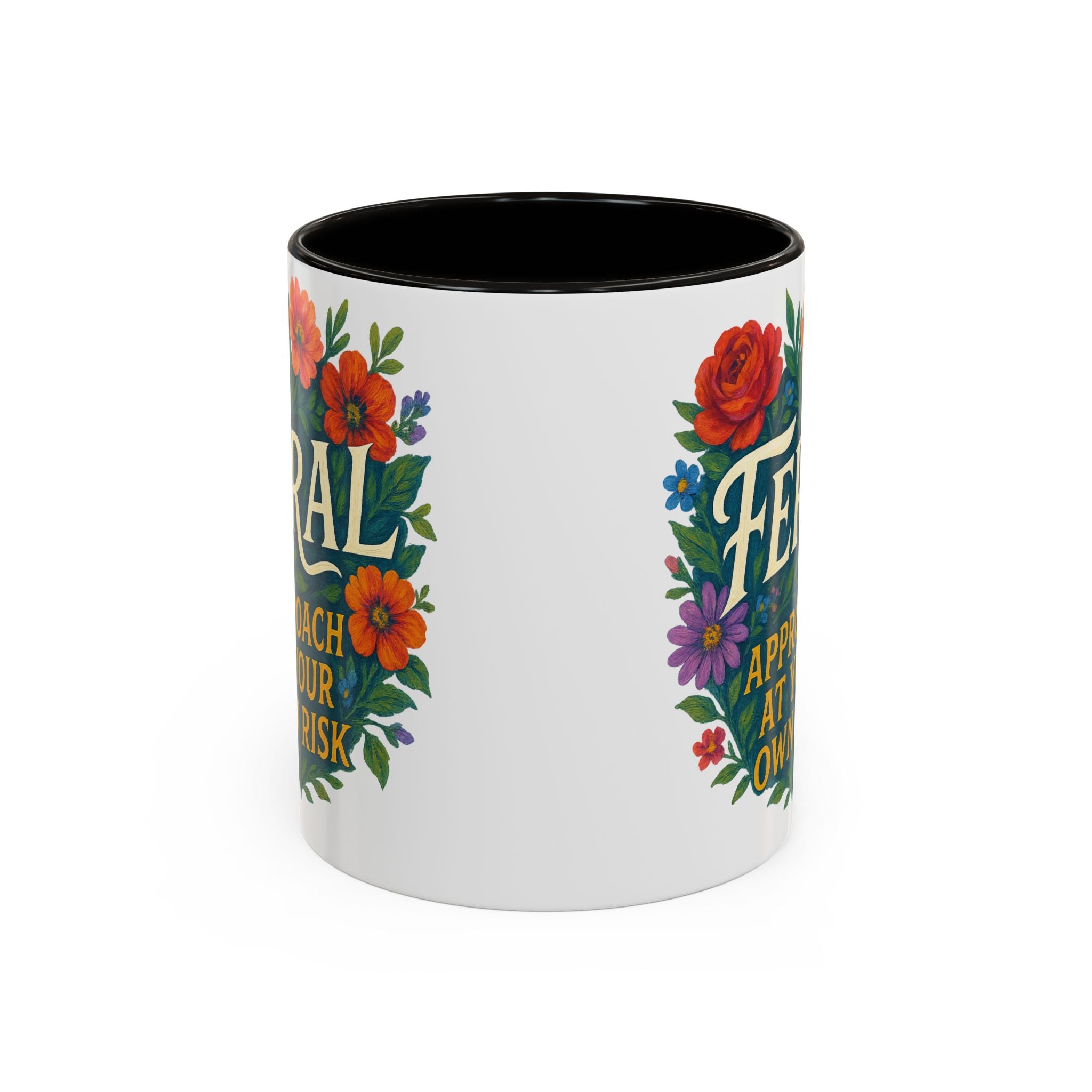 Feral Approach at Your Own Risk Mug — Floral Illustration Ceramic Coffee Cup - Mutantur Labs LLC