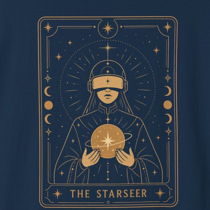Star Seer Tarot Sci-Fi Graphic Tee – Futuristic T-Shirt Gift for Space Nerds - Mutantur Labs LLC