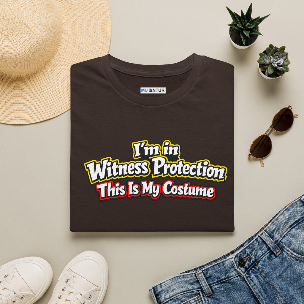 Witness Protection Costume T-Shirt — "I'm in Witness Protection This Is My Costume" Funny Halloween Graphic Tee