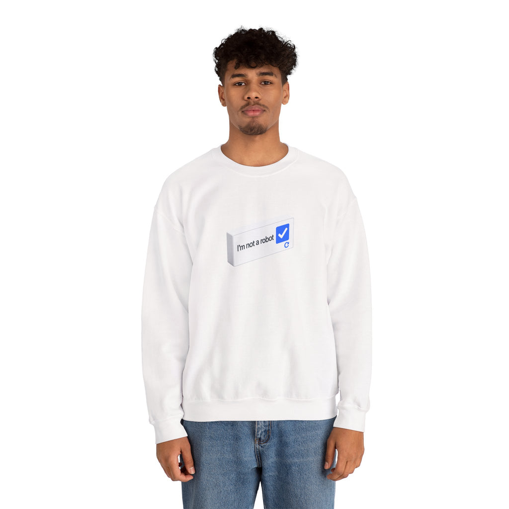 I'm Not a Robot checkbox graphic Sweatshirt | CAPTCHA humor - Mutantur Labs LLC