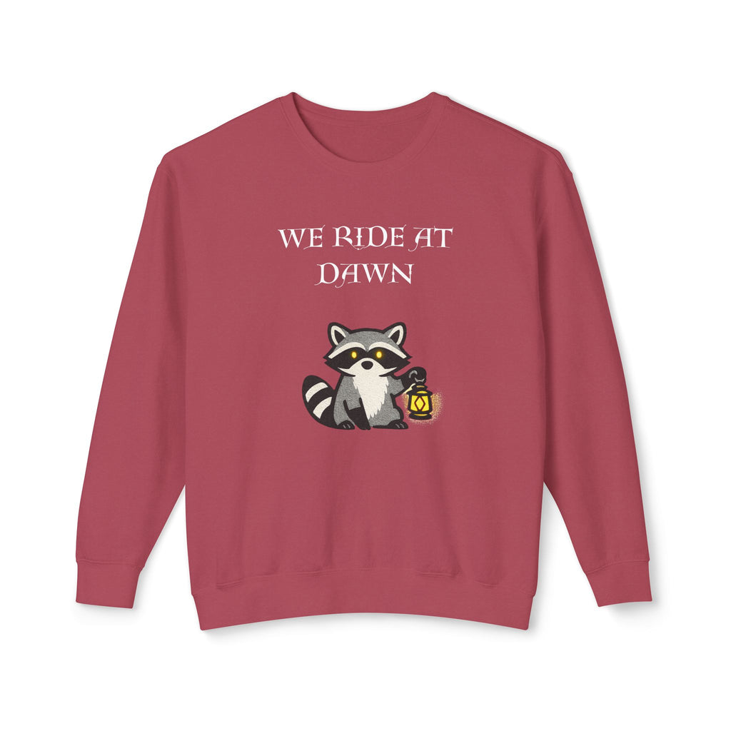 We Ride at Dawn Raccoon Crewneck Sweatshirt - Mutantur Labs LLC