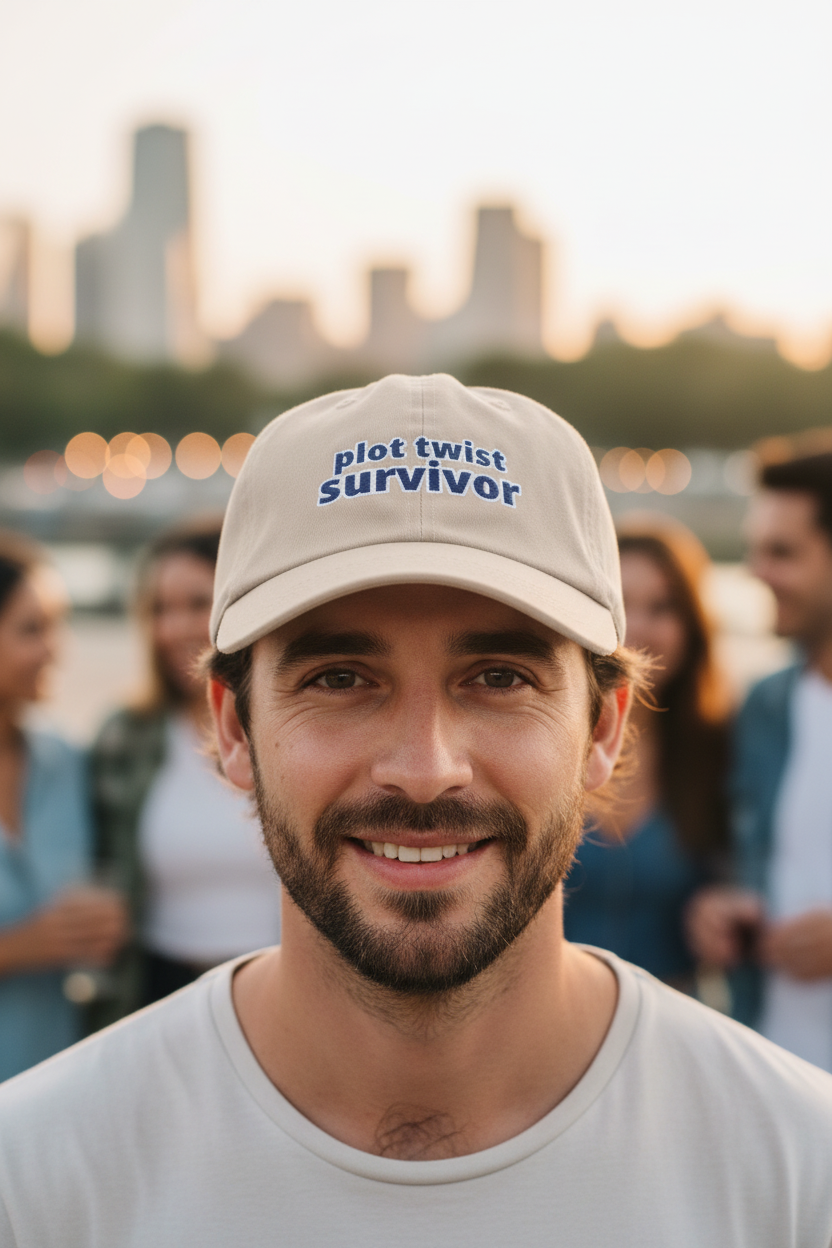Plot Twist Survivor Embroidered Hat — Funny Resilience Baseball Cap