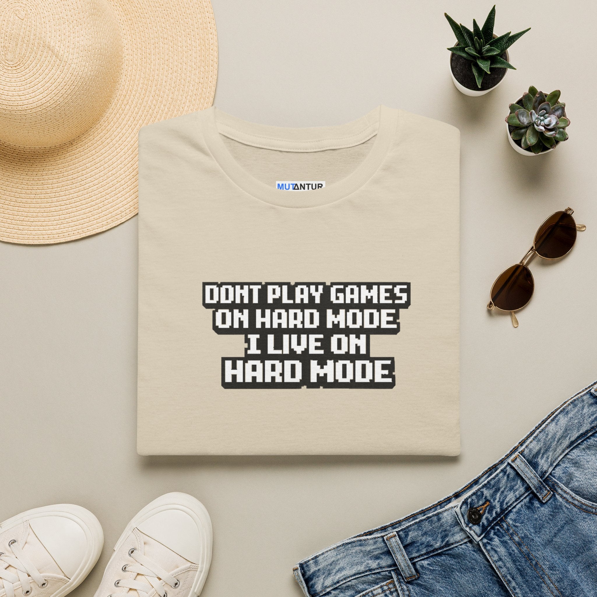 "Don't Play Games on Hard Mode, I Live on Hard Mode" Graphic Gamer T-Shirt