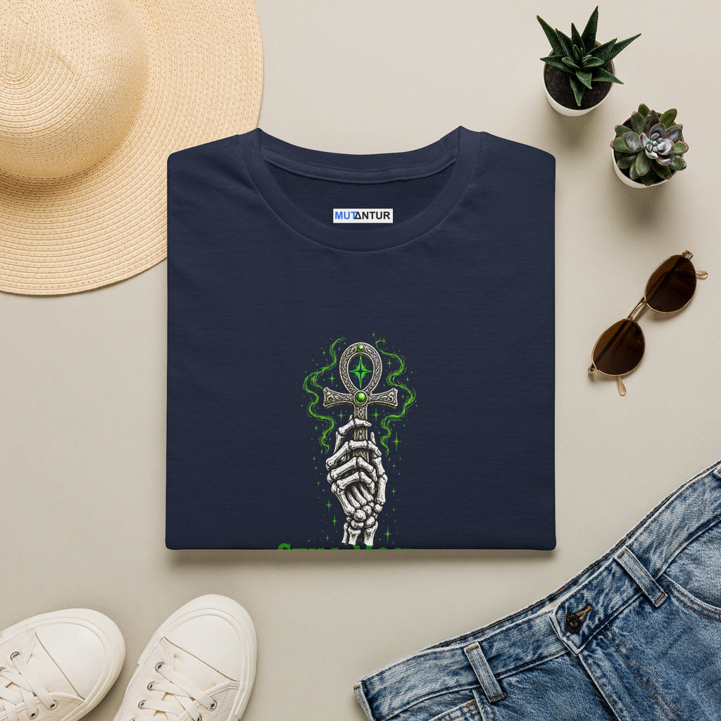 Still Mostly Alive T-Shirt — Gothic Ankh Skeleton Hand Tee