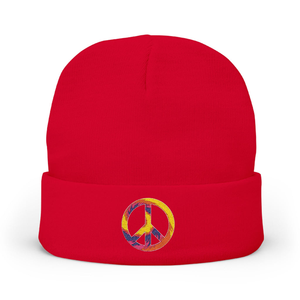 Embroidered Tie-Dye Peace Sign Beanie - Mutantur Labs LLC
