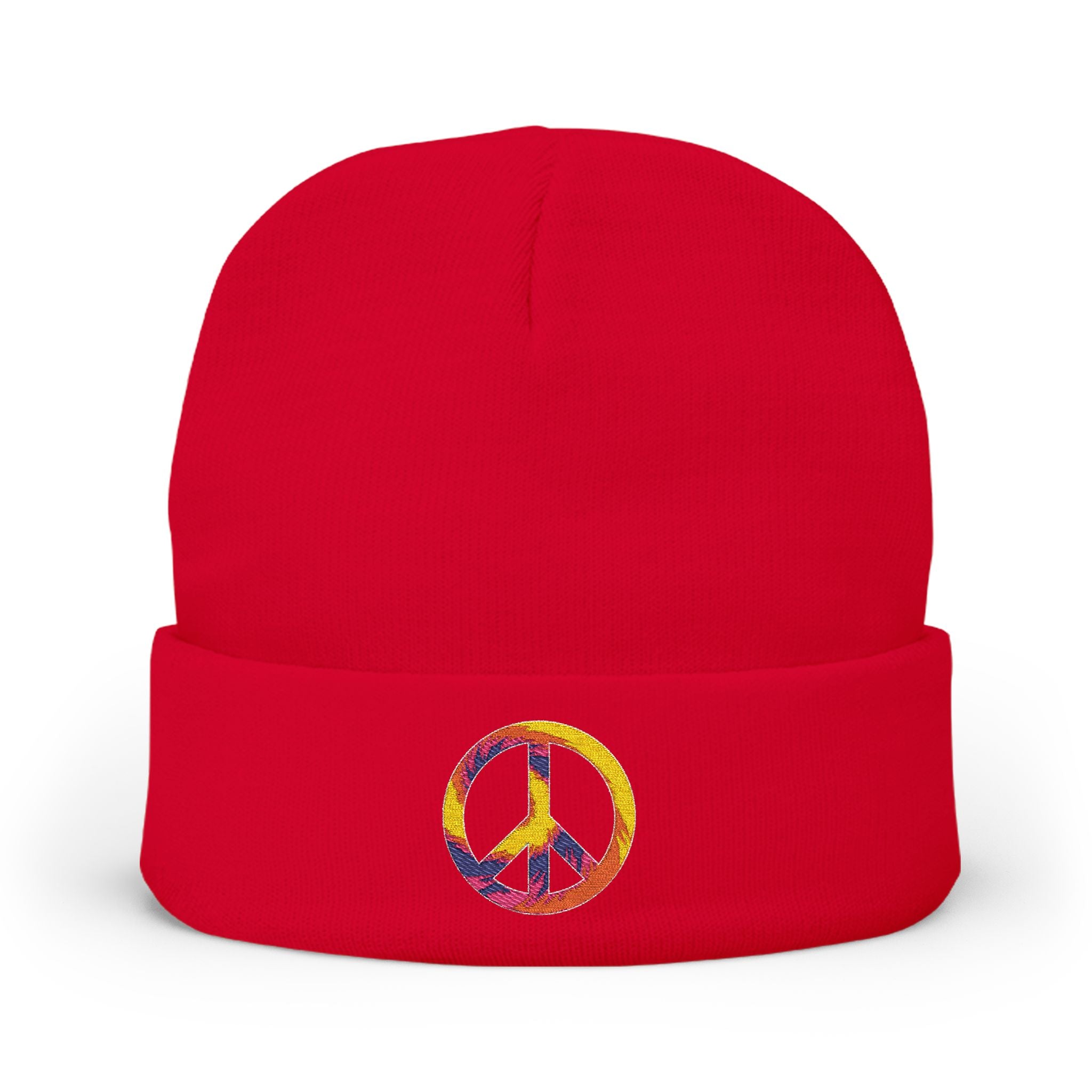 Embroidered Tie-Dye Peace Sign Beanie - Mutantur Labs LLC