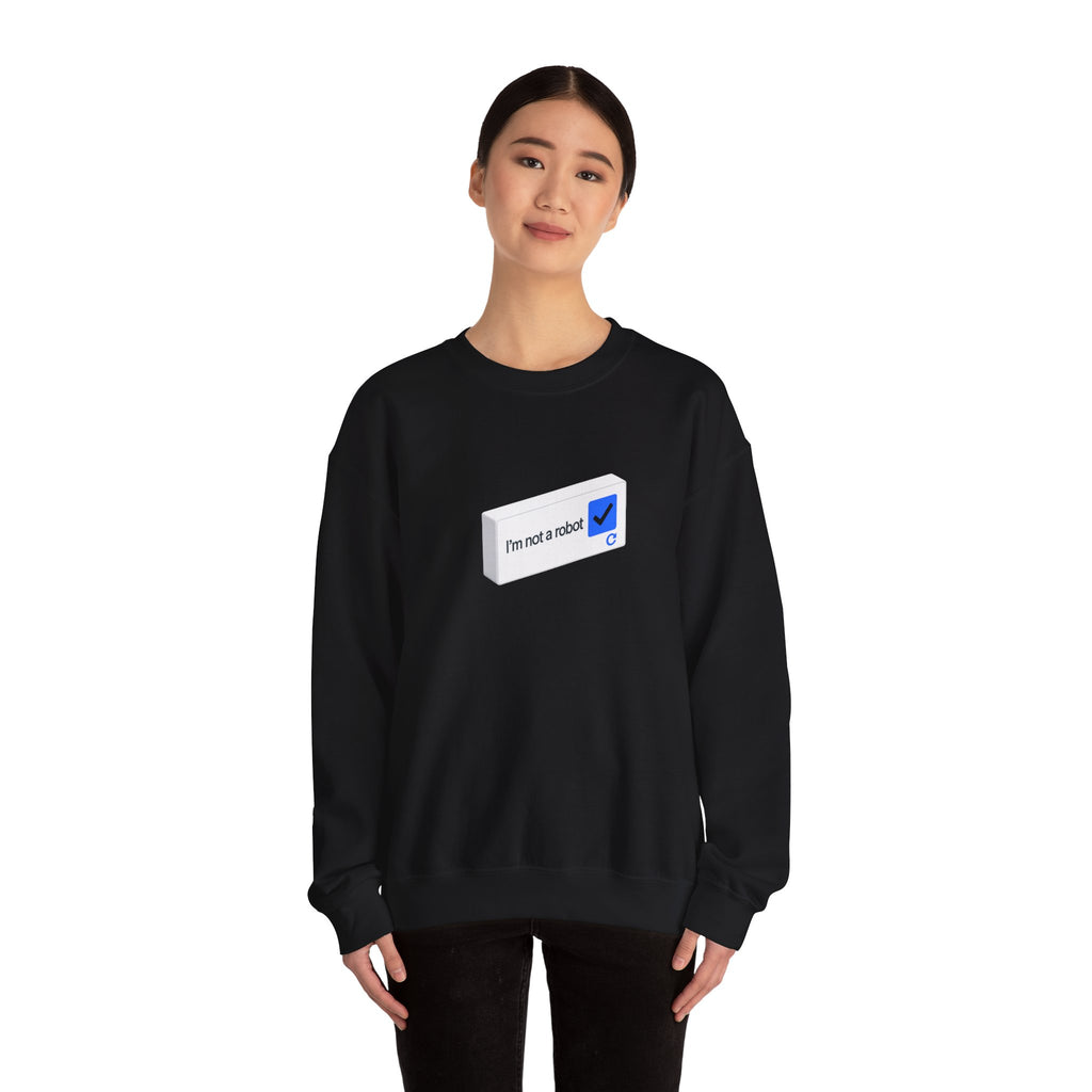 I'm Not a Robot checkbox graphic Sweatshirt | CAPTCHA humor - Mutantur Labs LLC