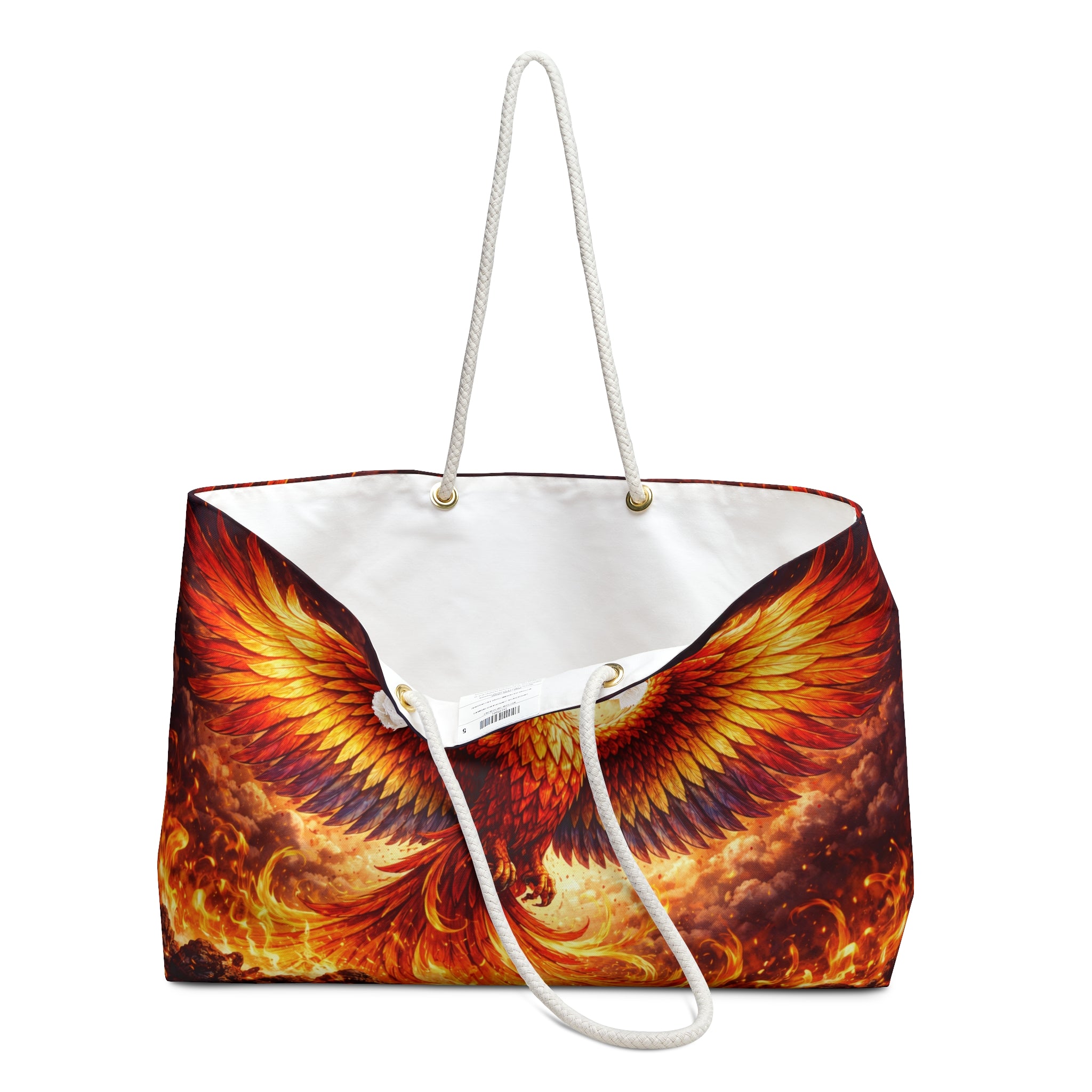 Phoenix Flame Weekender Bag - Fiery Bird Travel Tote - Mutantur Labs LLC