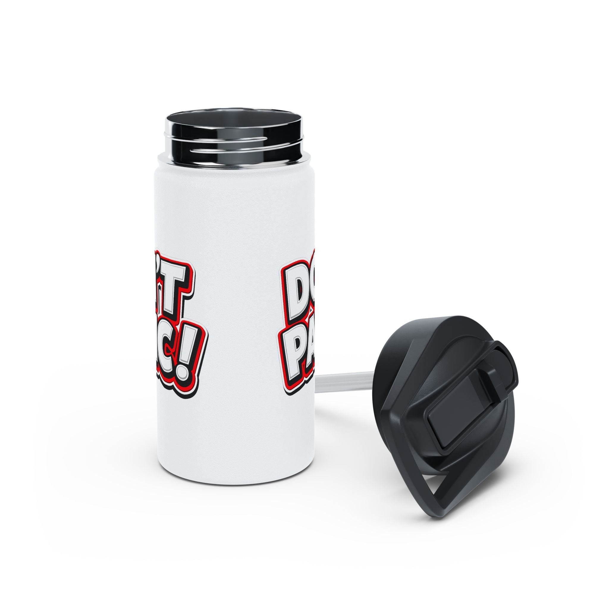 Don’t Panic Stainless Steel Water Bottle — Funny Retro Graphic Insulated Bottle - Mutantur Labs LLC