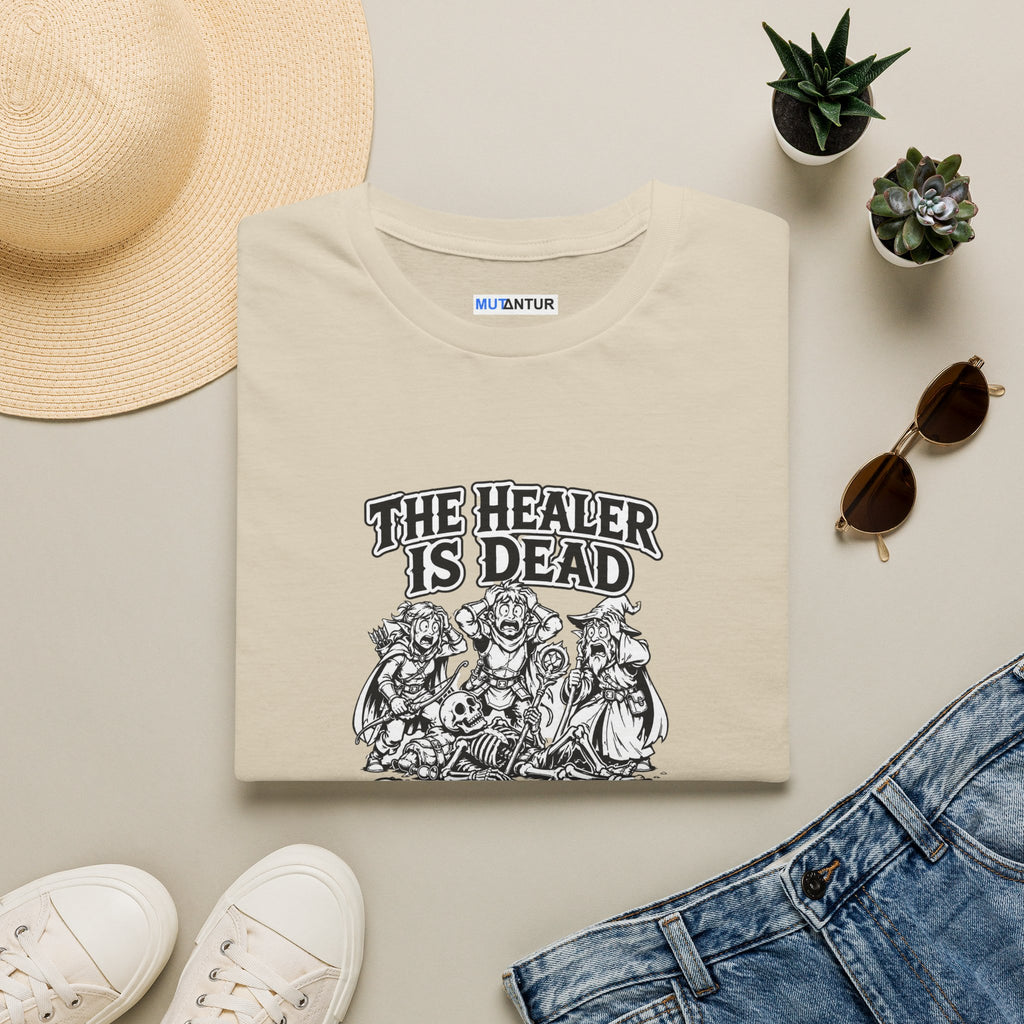 T-Shirt — "The Healer Is Dead" RPG Party Tee (Good Luck Everyone)