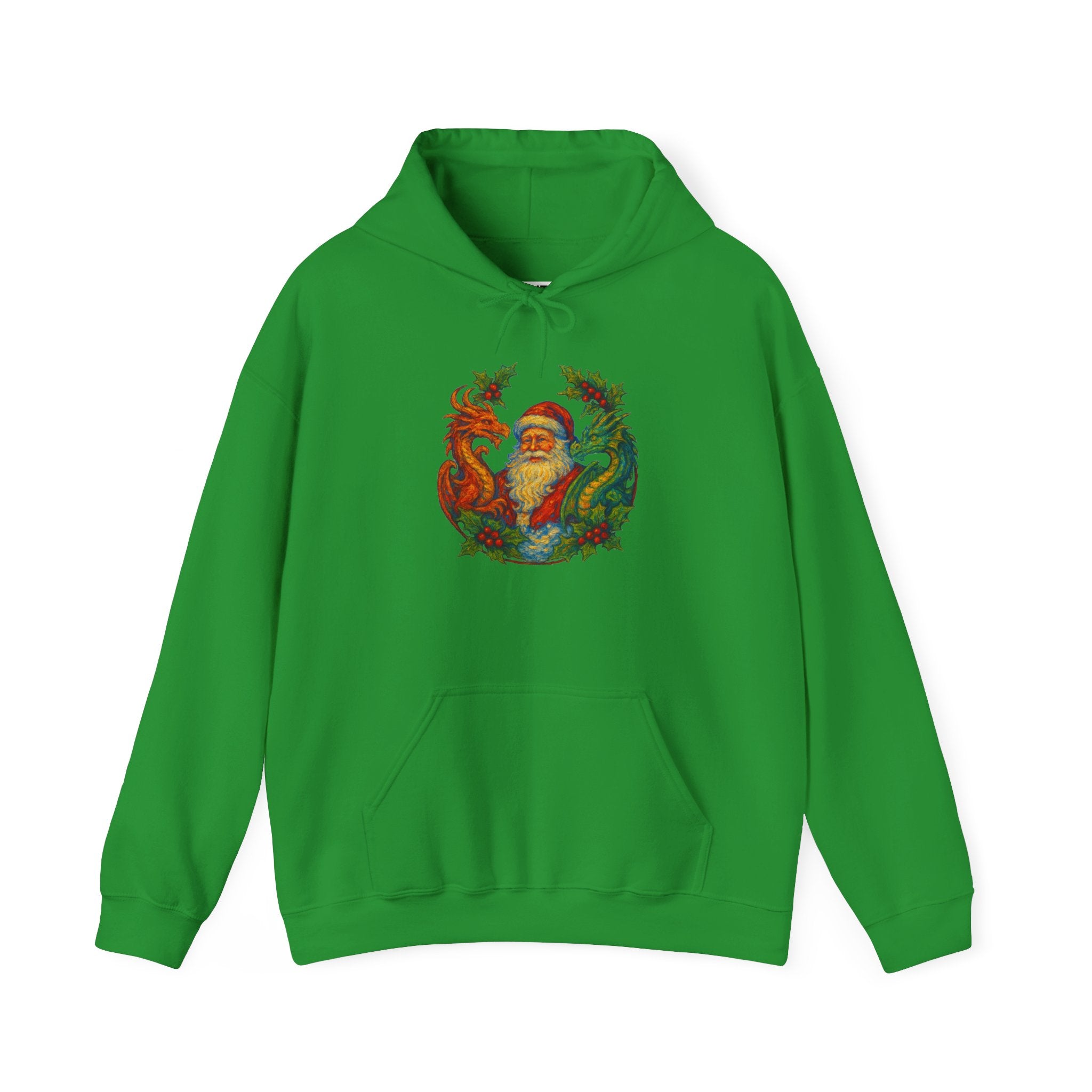 Vintage Santa Dragon Wreath Hoodie | Christmas Holiday Sweatshirt