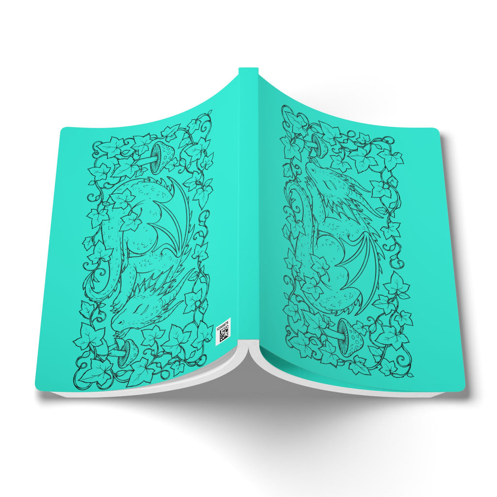 Dragon & Ivy Softcover Journal — Hand-Drawn Sleeping Dragon Illustration