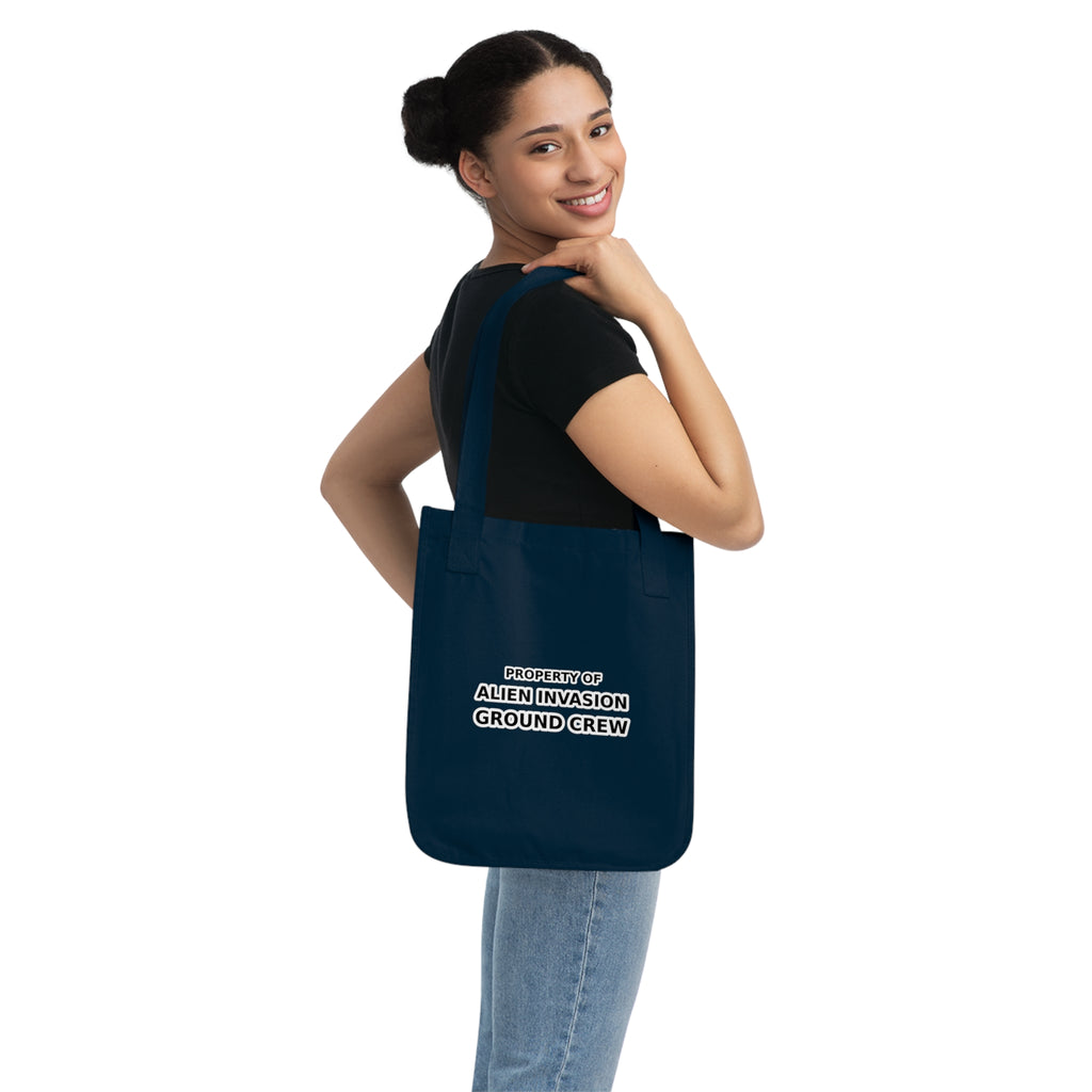 Property of Alien Invasion Ground Crew funny Organic Canvas Tote Bag - Mutantur Labs LLC