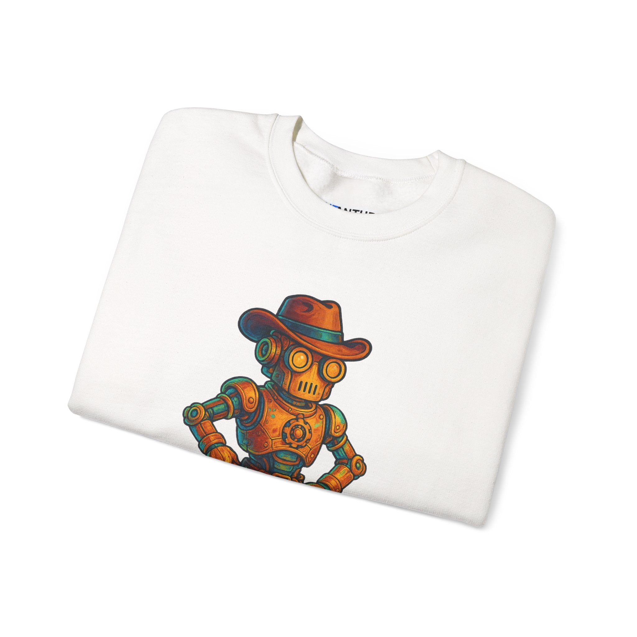 Steampunk Cowboy Robot Sweatshirt | Retro Western Graphic Crewneck - Mutantur Labs LLC