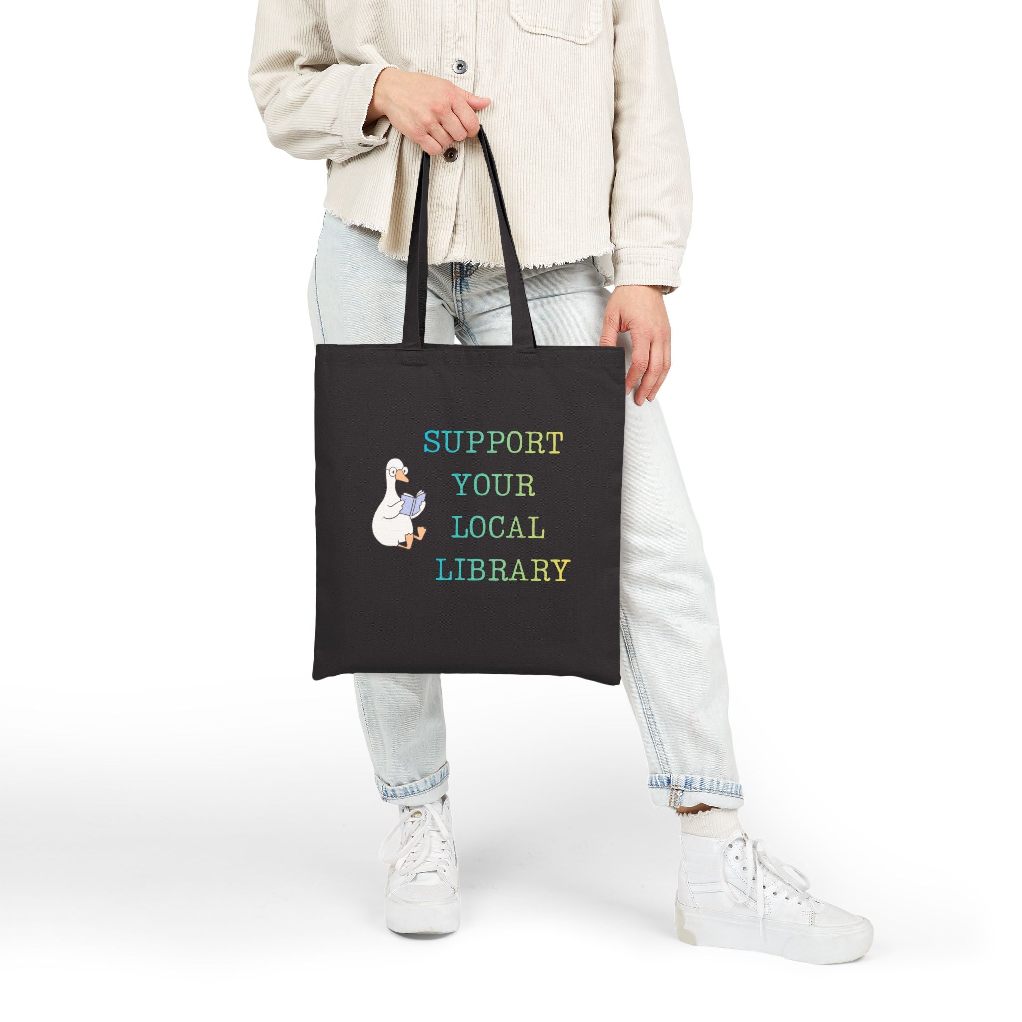 Support Your Local Library Canvas Book Tote Bag - Mutantur Labs LLC