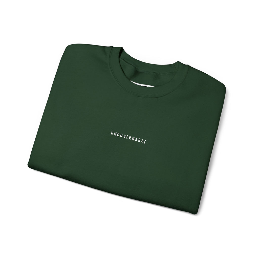 Ungovernable Embroidered Minimal Crewneck Sweatshirt — Statement Pullover - Mutantur Labs LLC