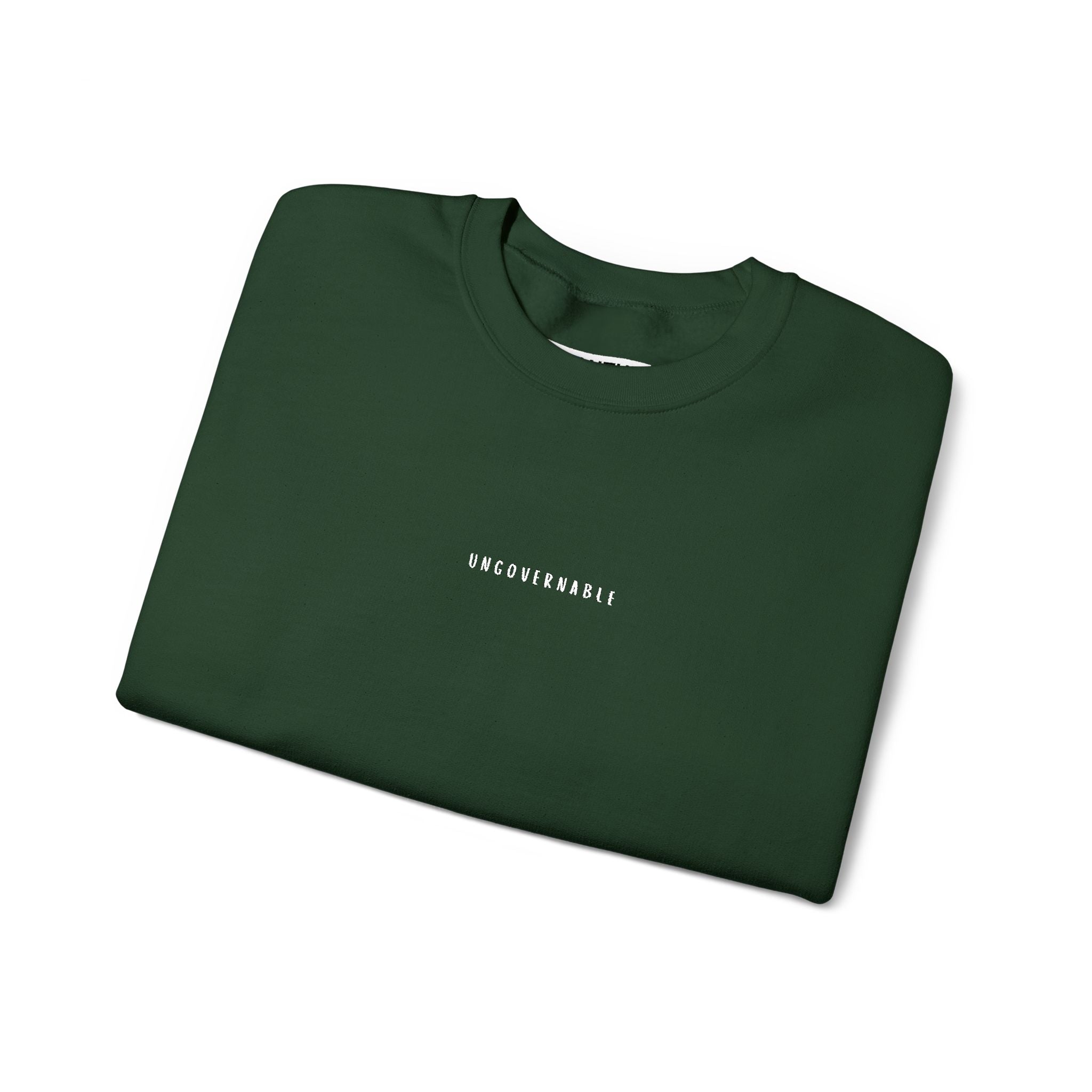 Ungovernable Embroidered Minimal Crewneck Sweatshirt — Statement Pullover - Mutantur Labs LLC