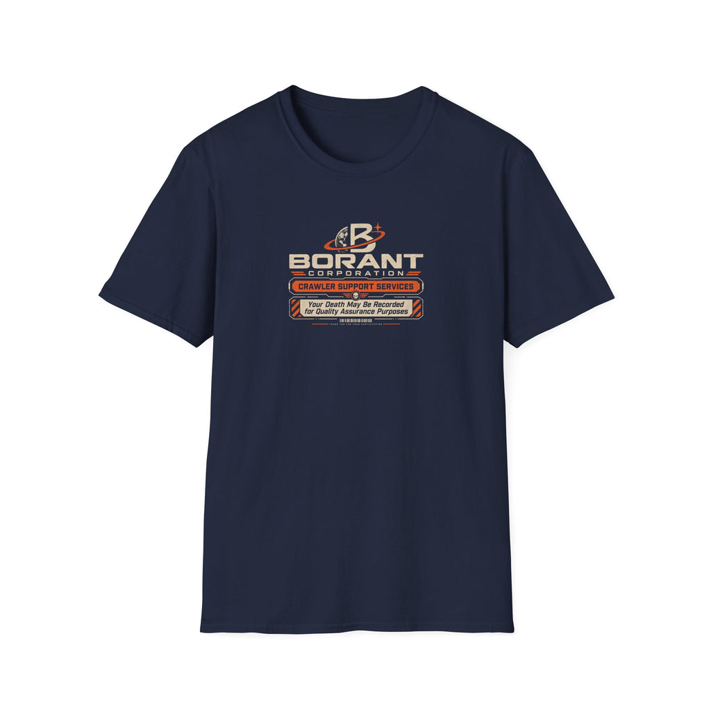 Borant Corporation Crawler Support Services T-Shirt — 'Your Death May Be Recorded' Retro Sci‑Fi Tee