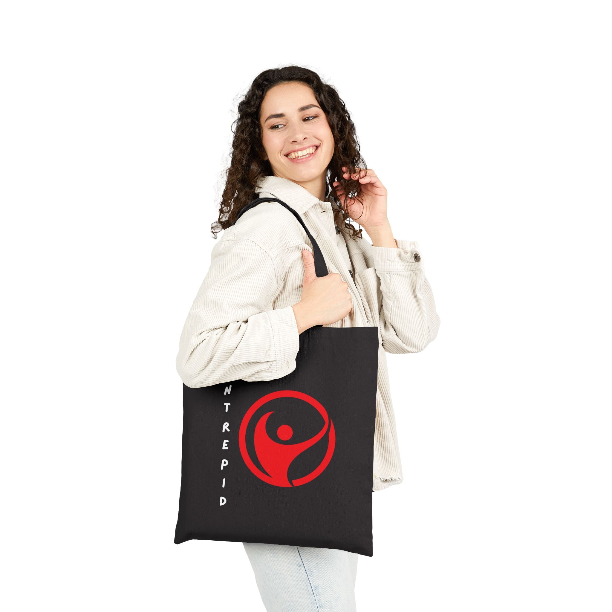 Intrepid Red Emblem Tote Bag | Bold Cotton Graphic Bag - Mutantur Labs LLC
