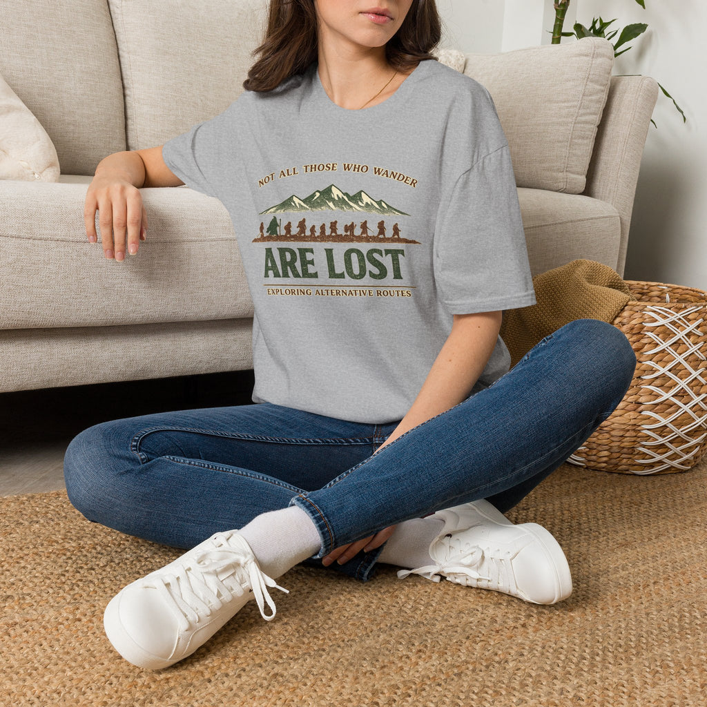 Not All Those Who Wander T-Shirt | Are Lost Exploring Alternative Routes Tee | Vintage Hiking Adventure Shirt