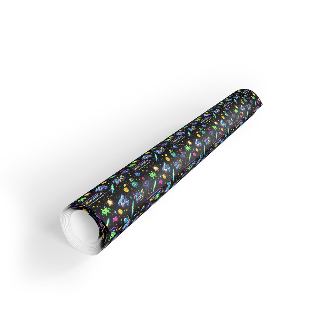 Retro Space Wrapping Paper Roll – Vintage Sci-Fi Galaxy Gift Wrap