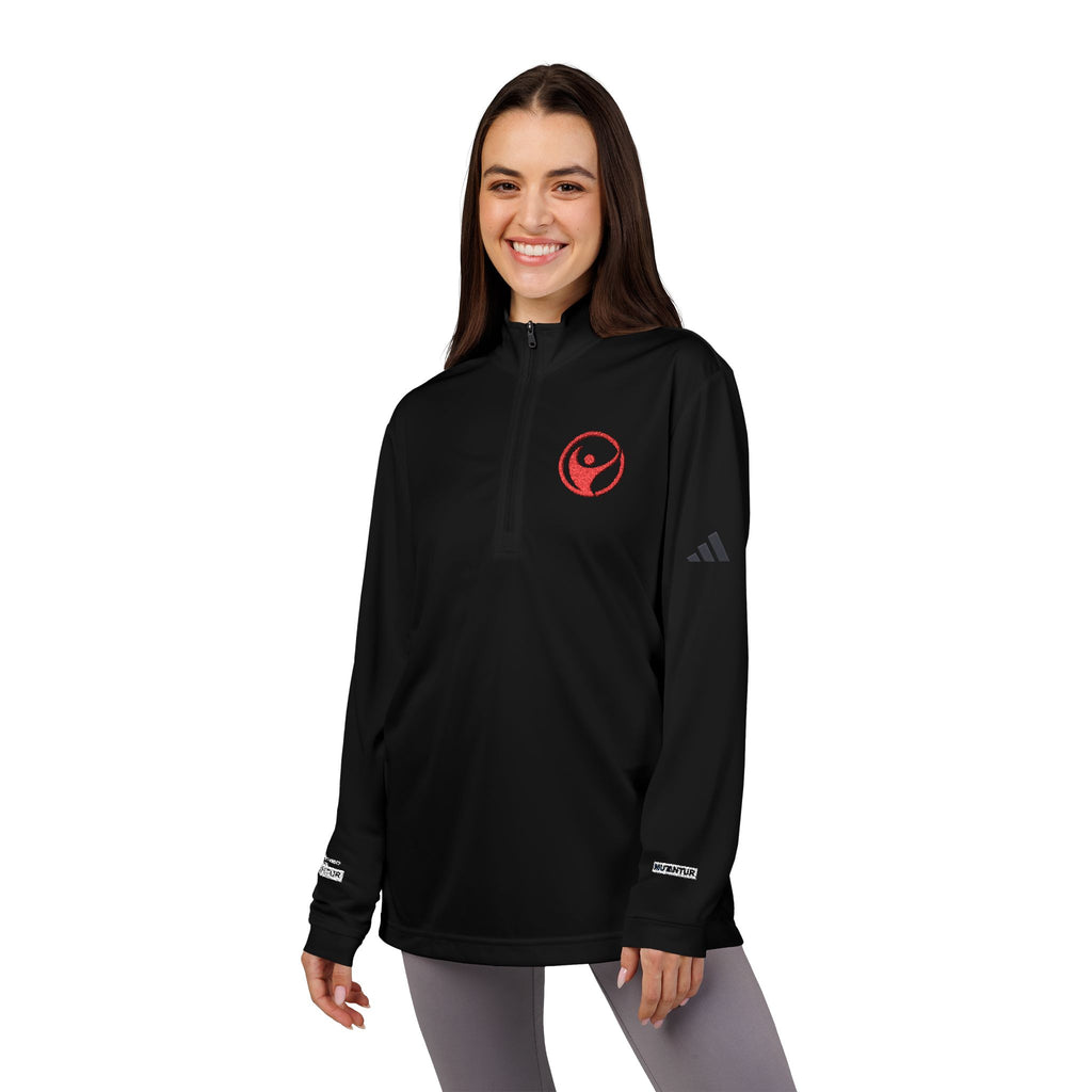 Adidas® Quarter-Zip Pullover with Red Intrepid Logo | UPF 50+ Lightweight Performance Layer - Mutantur Labs LLC