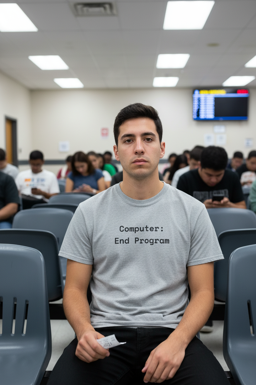 Computer: End Program T-Shirt — Minimal Tech Tee for Sci-Fi Fans