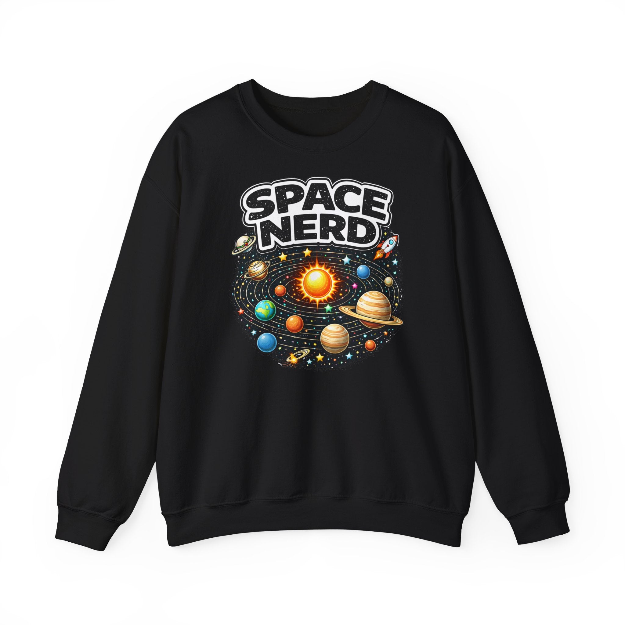 Space Nerd Sweatshirt — Retro Solar System Crewneck for Astronomy Lovers - Mutantur Labs LLC