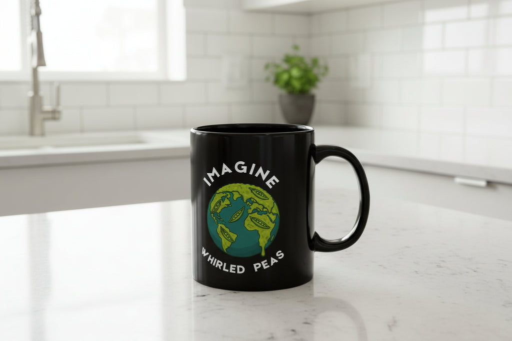 Imagine Whirled Peas Mug | Funny World Peace Pun Coffee Cup - Mutantur Labs LLC