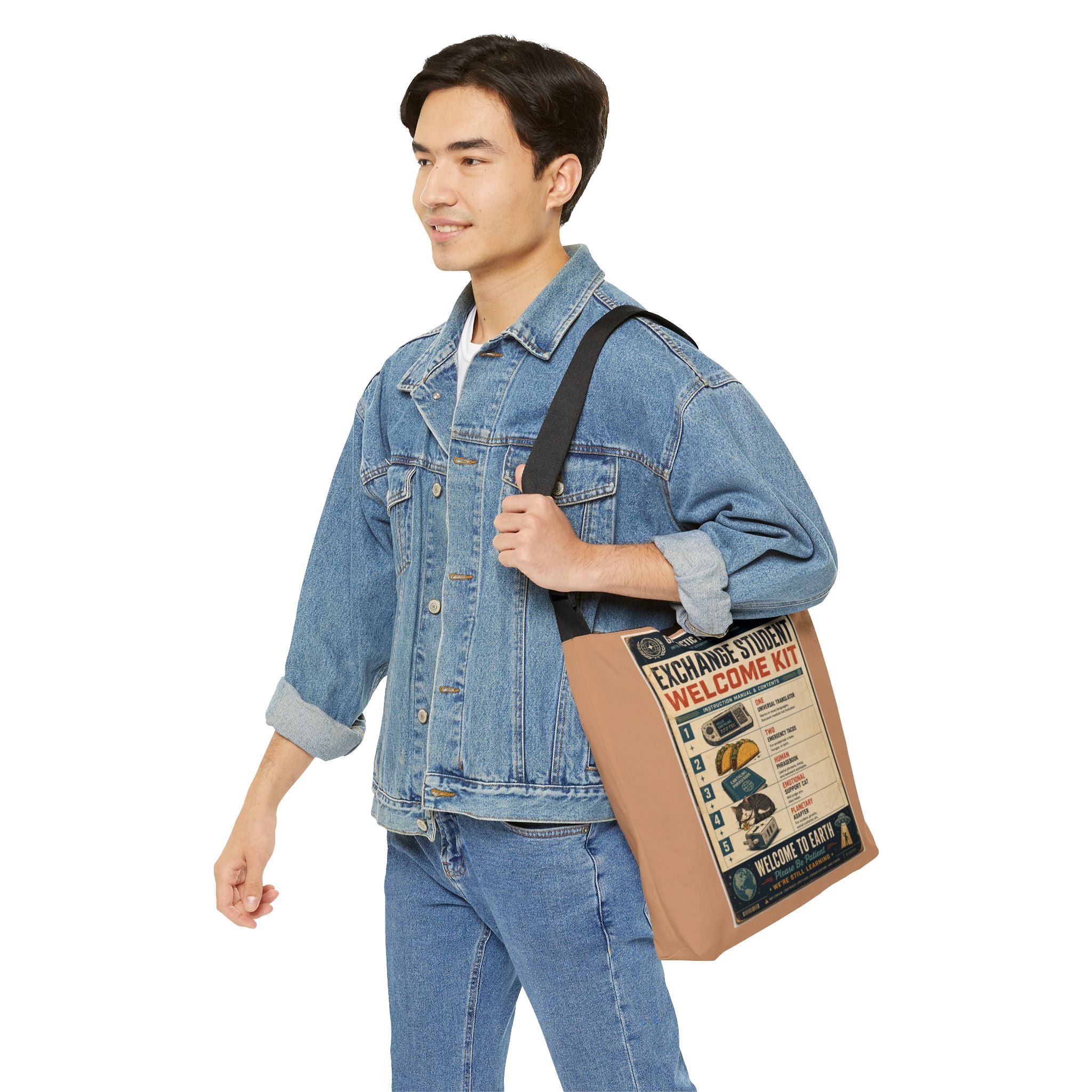 Exchange Student Welcome Kit Tote Bag — Retro Space Travel Poster Design