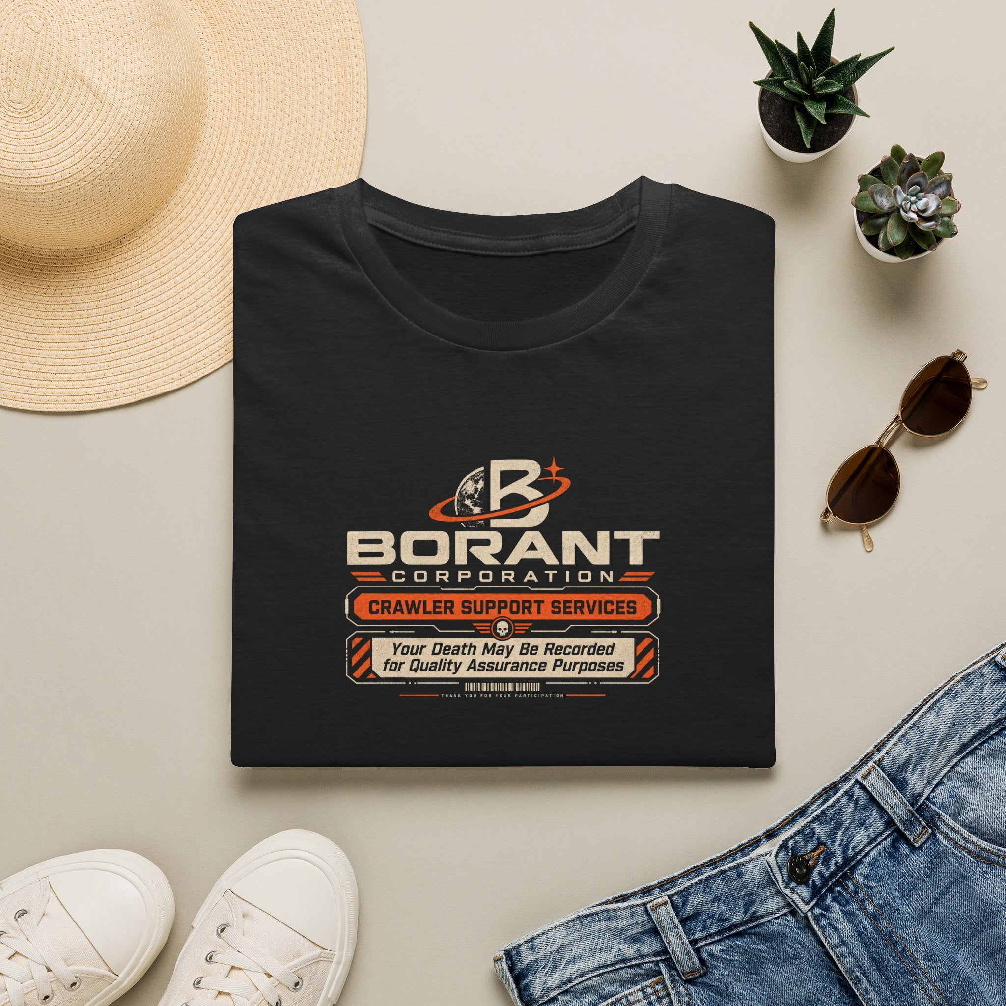 Borant Corporation Crawler Support Services T-Shirt — 'Your Death May Be Recorded' Retro Sci‑Fi Tee