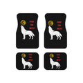 Howling White Wolf with Moon car mats | Feed the Wolf floor mats (set of 4) - Mutantur Labs LLC