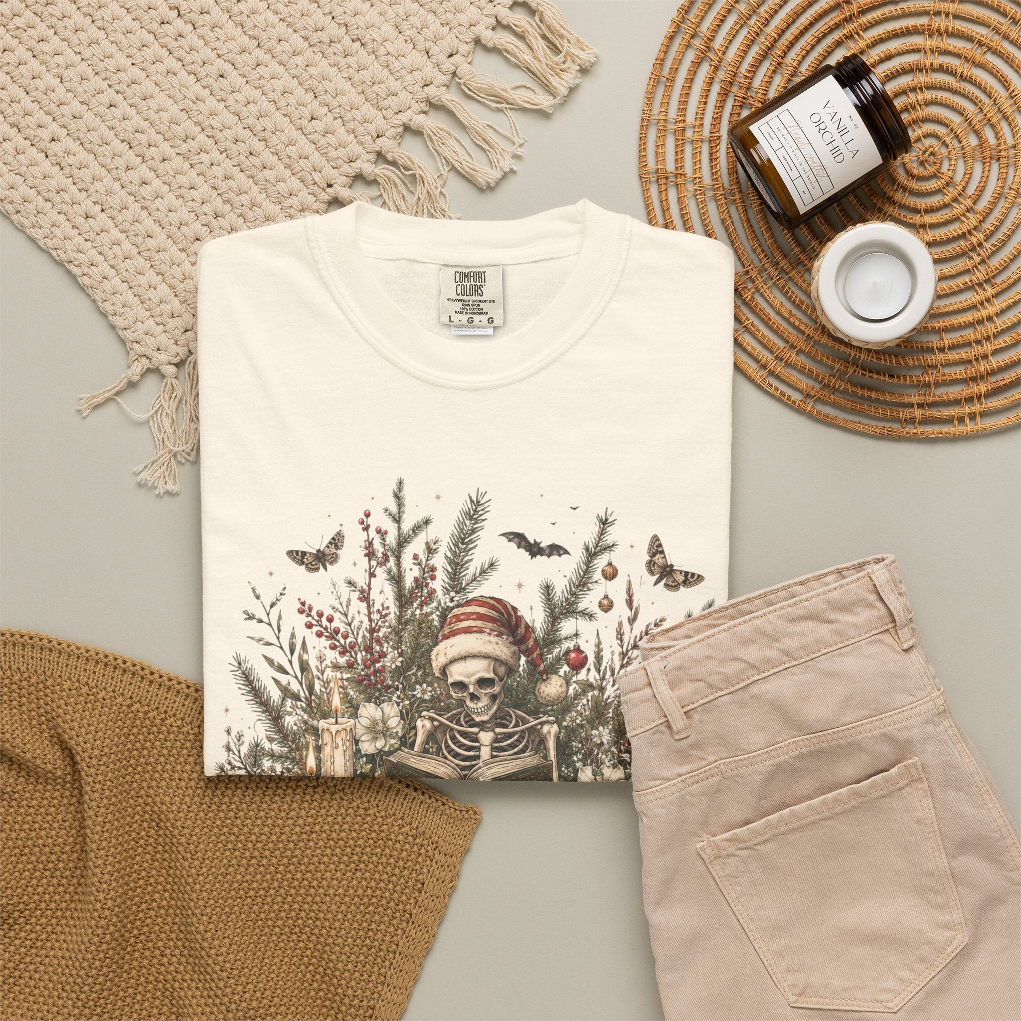 Skeleton Santa Holiday T-Shirt — Festive Gothic Christmas Comfort Colors Tee