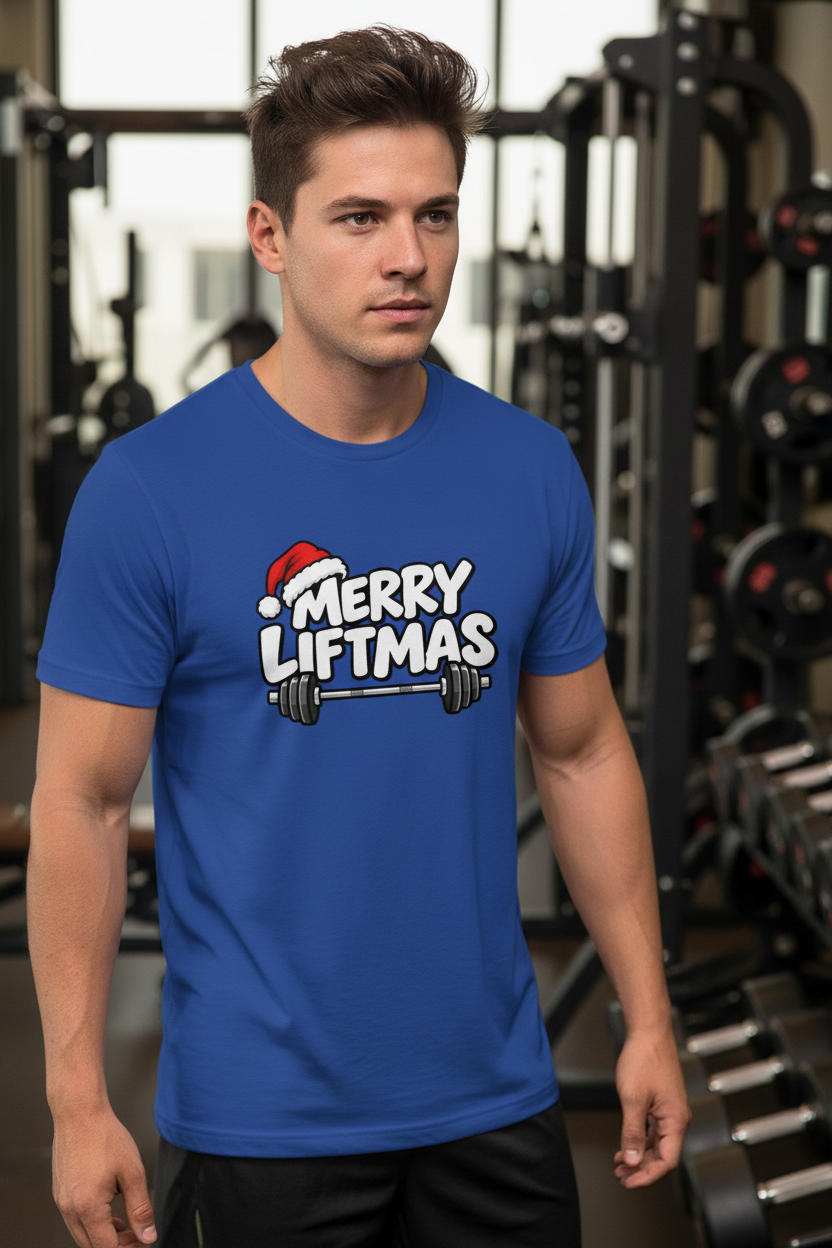 Merry Liftmas UPF 50 rashguard Christmas weightlifting workout shirt product photo