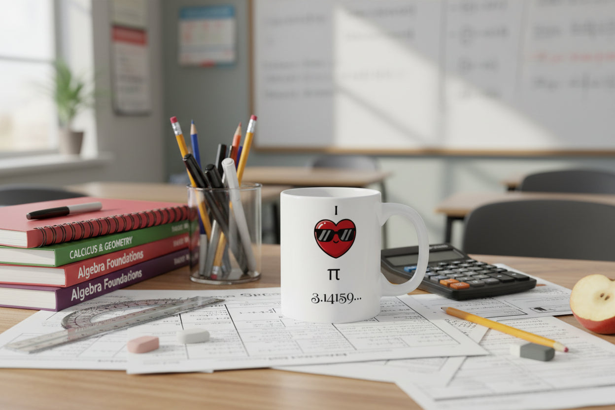 Pi Mug – In Pi We Trust, Ceramic Coffee Cup, Math Lover Gift - Mutantur Labs LLC