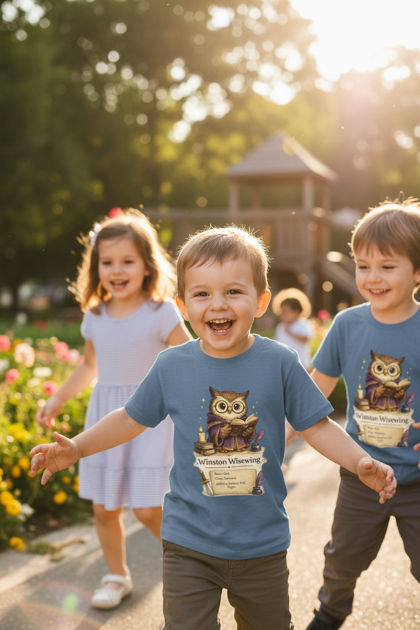 Winston Wisewing Cute Sorcerer Owl Kids Character Tee