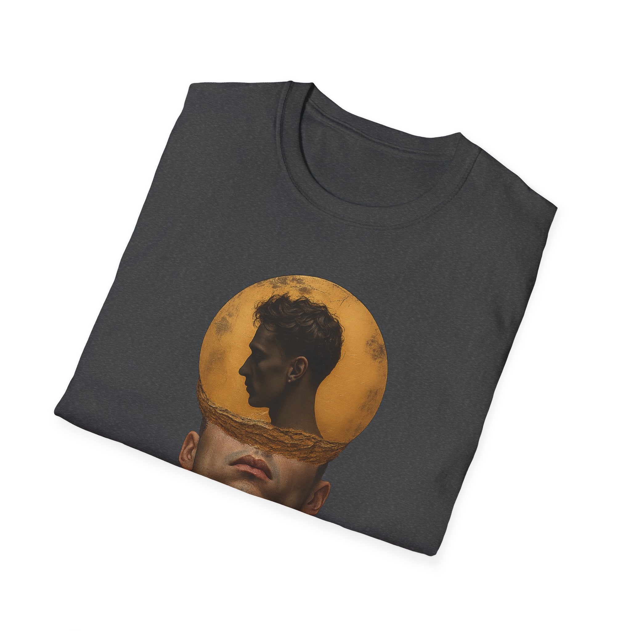 Surreal Double Portrait T-Shirt | Abstract Head Silhouette, Moon Circle - Mutantur Labs LLC