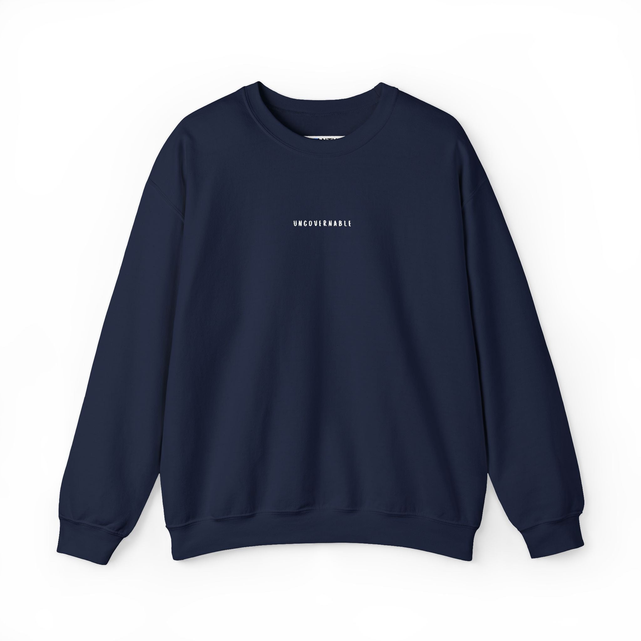 Ungovernable Embroidered Minimal Crewneck Sweatshirt — Statement Pullover - Mutantur Labs LLC