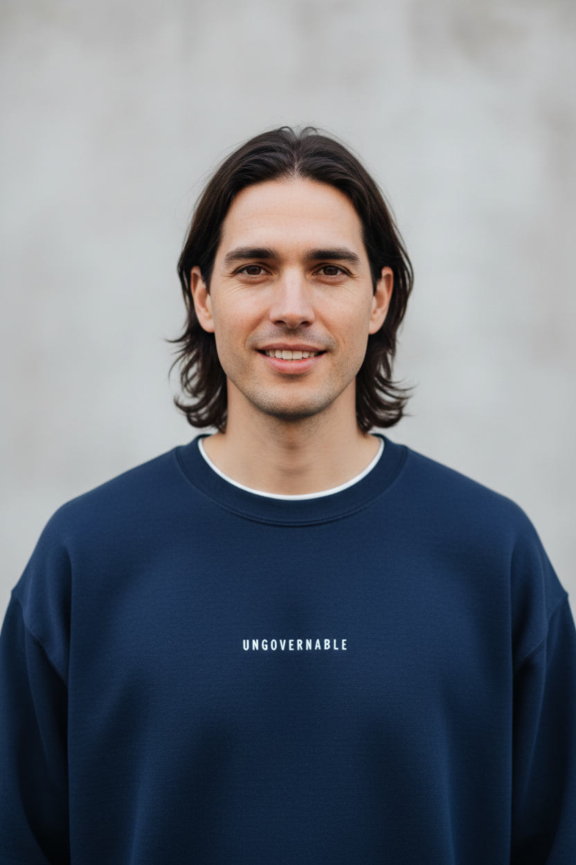 Ungovernable Embroidered Minimal Crewneck Sweatshirt — Statement Pullover - Mutantur Labs LLC