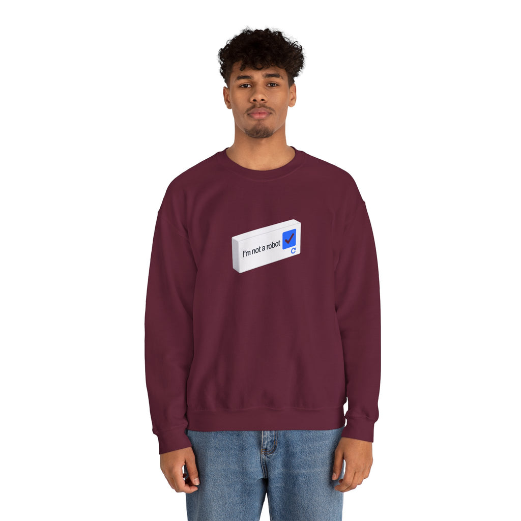 I'm Not a Robot checkbox graphic Sweatshirt | CAPTCHA humor - Mutantur Labs LLC