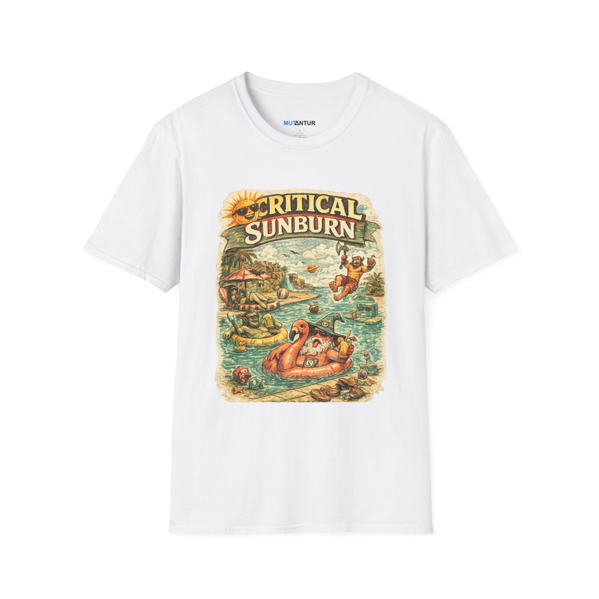 Critical Sunburn Beach T-Shirt – Retro Tropical Vacation Graphic Tee - Mutantur Labs LLC