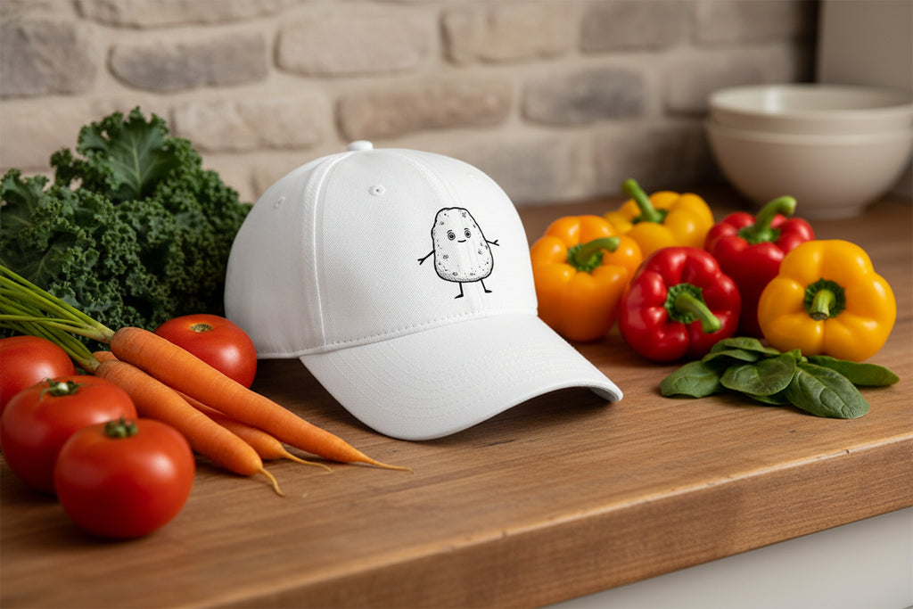Cute Potato Character Cap – Red Low Profile Baseball Hat - Mutantur Labs LLC