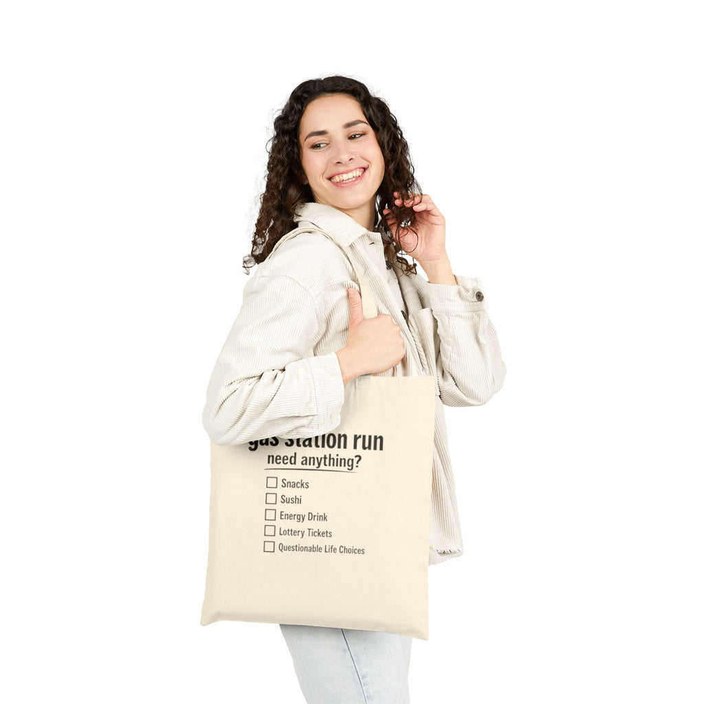 Gas Station Run Checklist Tote Bag | Funny Canvas Shopping Bag - Mutantur Labs LLC
