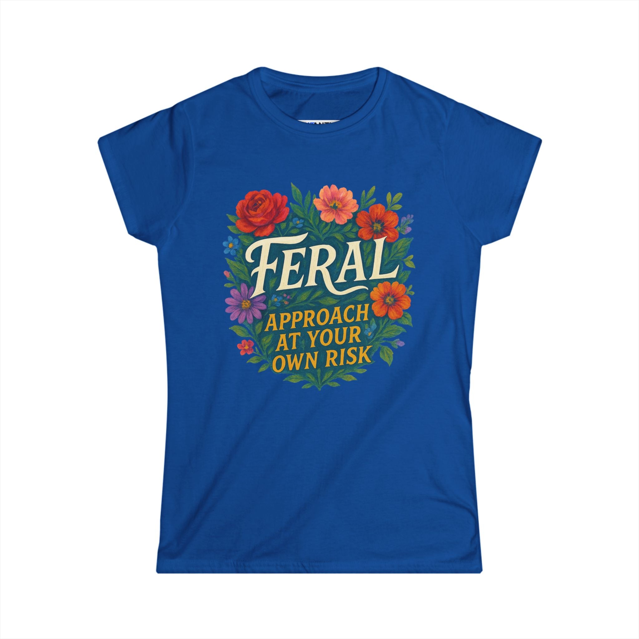 Feral Approach At Your Own Risk tee | Floral badge design - Mutantur Labs LLC