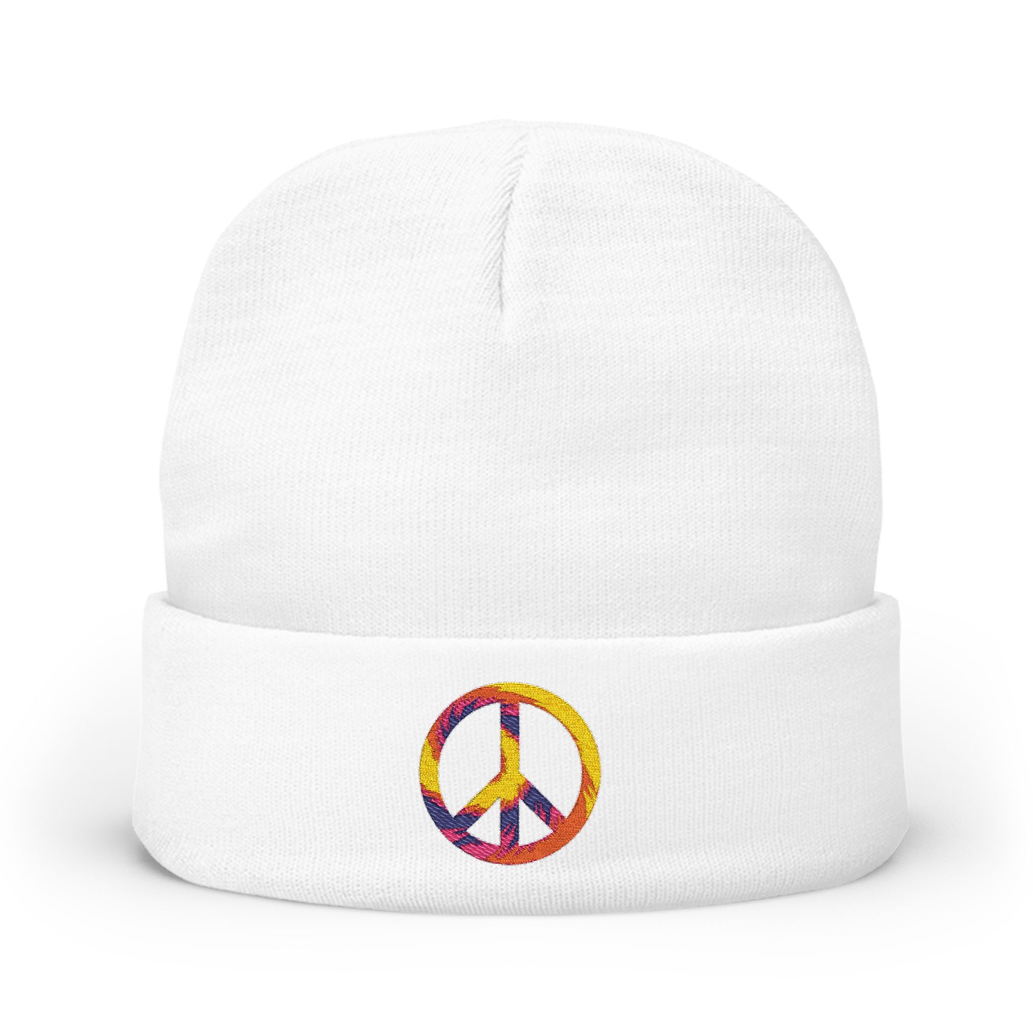 Embroidered Tie-Dye Peace Sign Beanie - Mutantur Labs LLC