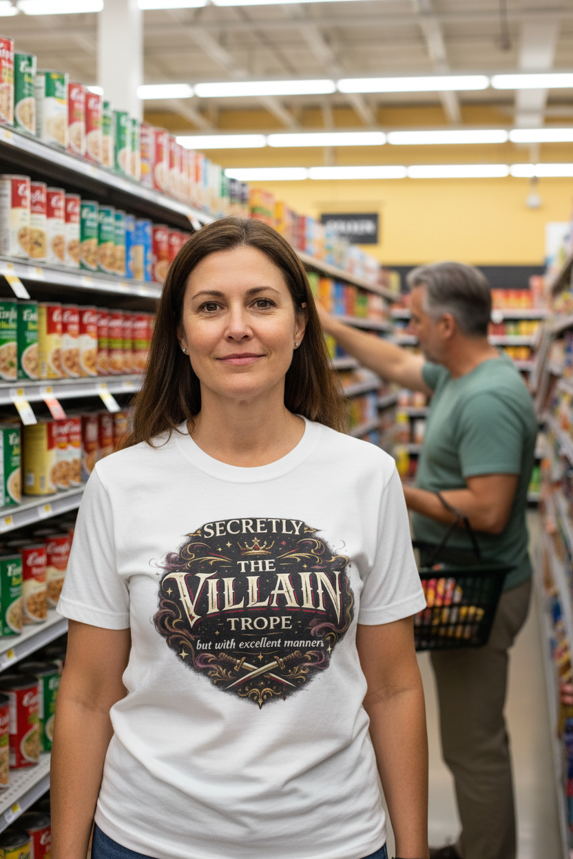 Villain Trope vintage fantasy Comfort Colors graphic tee, front view