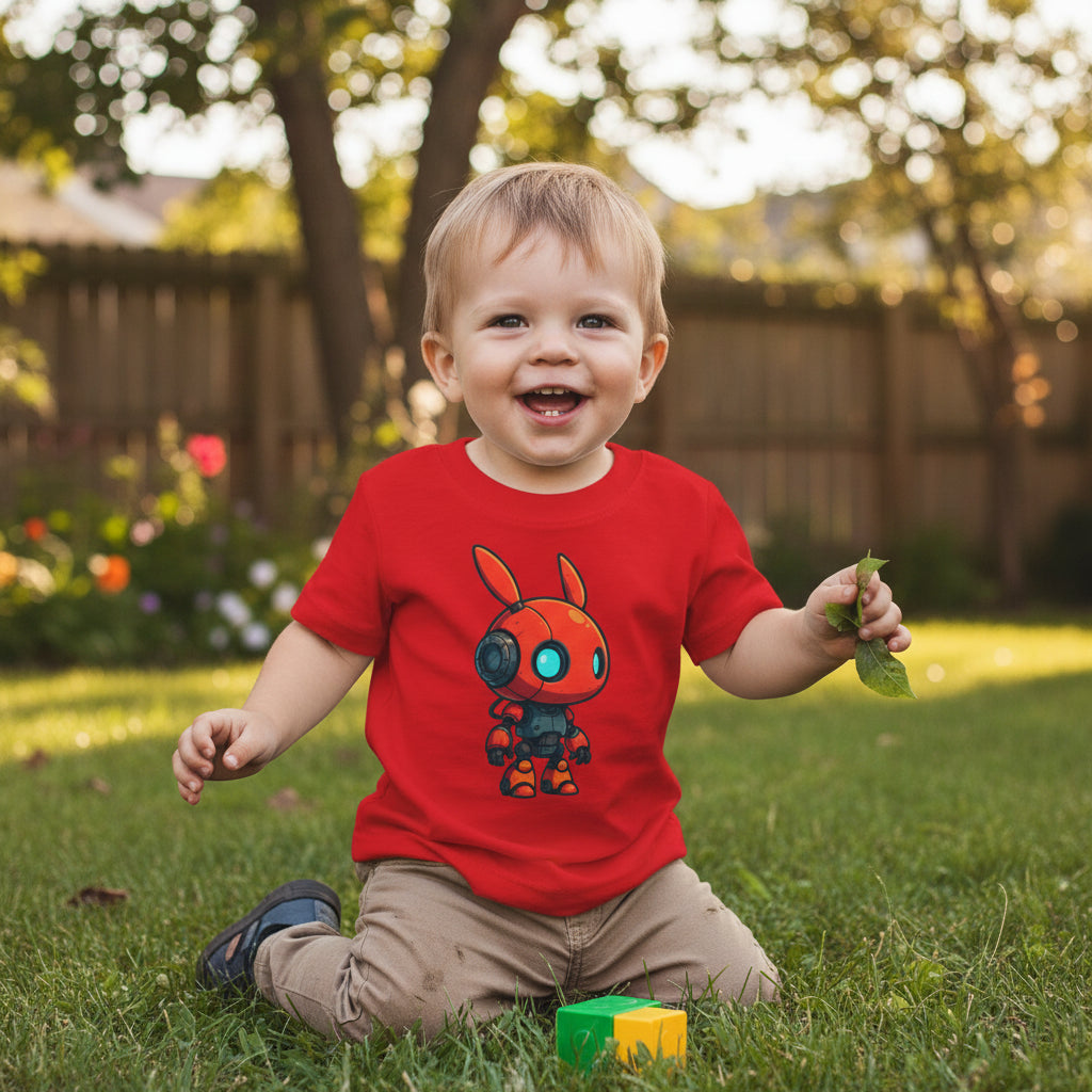Happy RobotToddler T-shirt | Cute Sci-Fi Bunny Robot, Kids Tee - Mutantur Labs LLC
